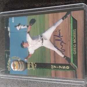 Greg Morris autographed baseball card. Signature Rookies draft picks 94